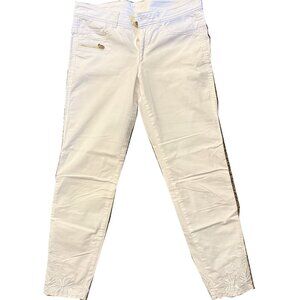 Bogner White Pants Flower Cuff Straight Leg Women's US L6 EU 72